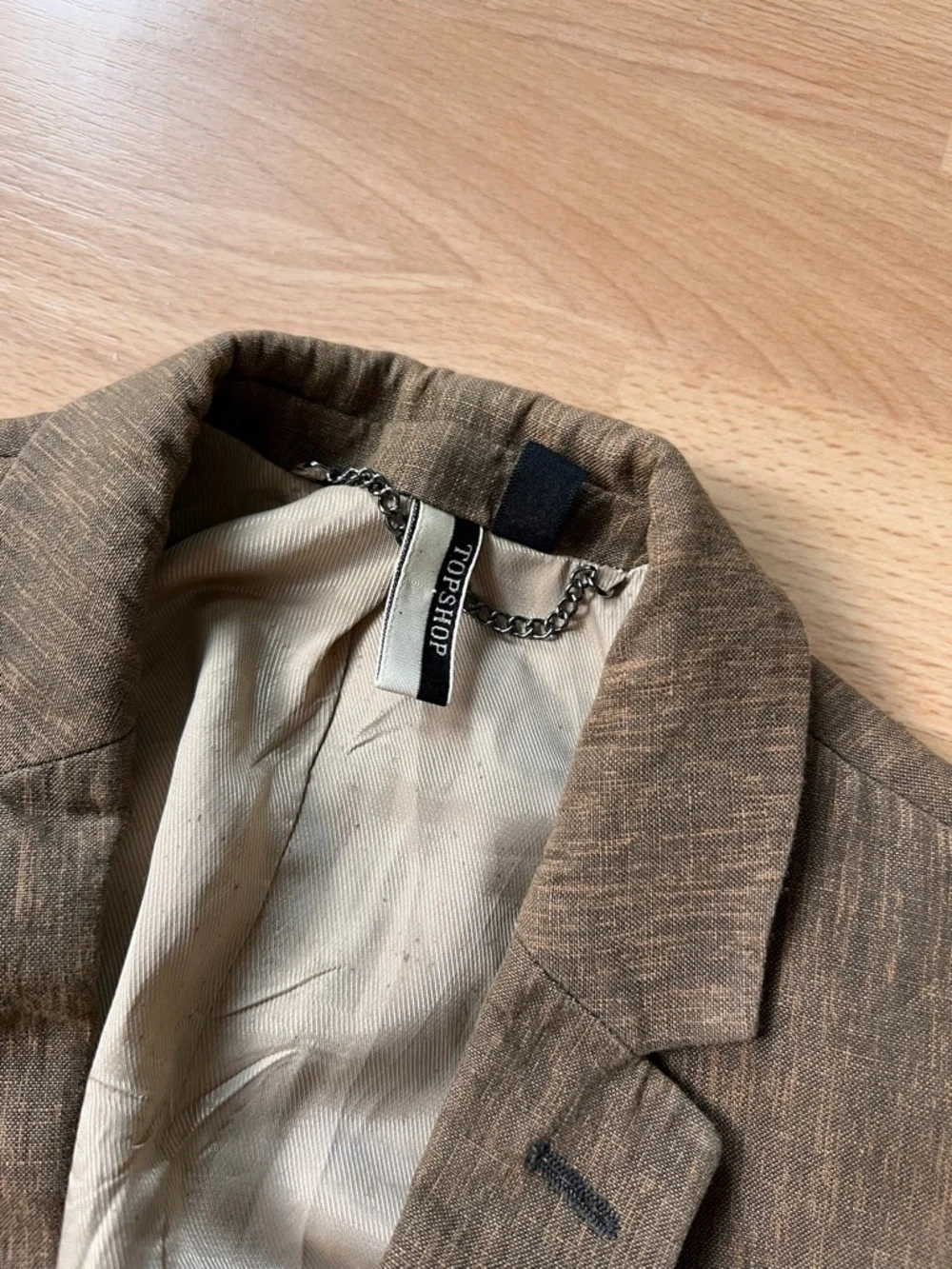Topshop tobacco medium Brown tan Linen-Blend Blazer - Picture 2 of 13